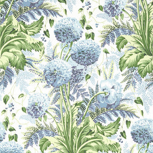 Dahlia Sky on White AT24535 by Anna French Designer Wallpaper