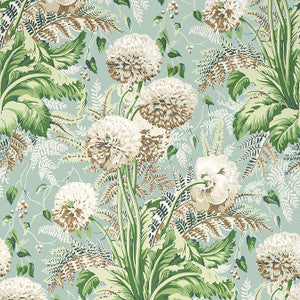 Dahlia Neutral on Robin's Egg AT24536 by Anna French Designer Wallpaper