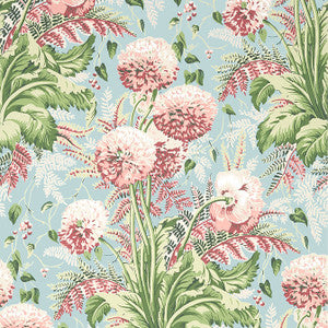 Dahlia Coral on Robin's Egg AT24537 by Anna French Designer Wallpaper