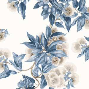 Camellia Garden Navy and Linen AT24553 by Anna French Designer Wallpaper