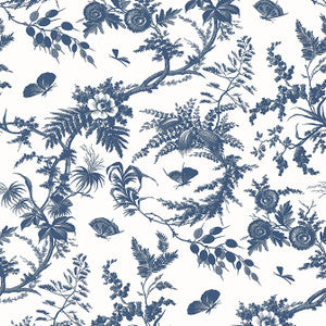 Newlands Toile Blue AT57837 by Anna French Designer Wallpaper
