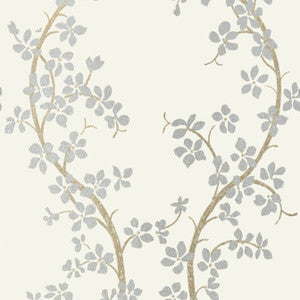 St. Albans Grove Silver on Cream AT6153 by Anna French Designer Wallpaper