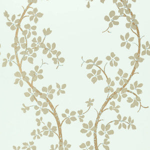 St. Albans Grove Metallic Pewter on Aqua AT6154 by Anna French Designer Wallpaper