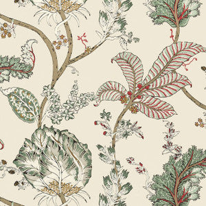 Kalamkari Vine Red and Gold AT78741 by Anna French Designer Wallpaper