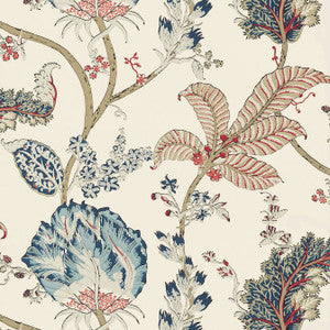 Kalamkari Vine Blue and Red AT78742 by Anna French Designer Wallpaper