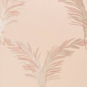 Plumes Metallic on Blush AT7924 by Anna French Designer Wallpaper