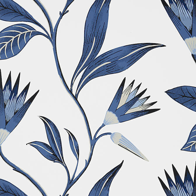 Cleo Vine Blue and White AT9621 by Anna French Wallpaper Anna French Wallpaper Cleo Vine Blue and White AT9621Wallpaper Savoy Non Woven Wallpaper U.S.A. </p><p>Repeat: V: 25.25 27 - Fabric Carolina -