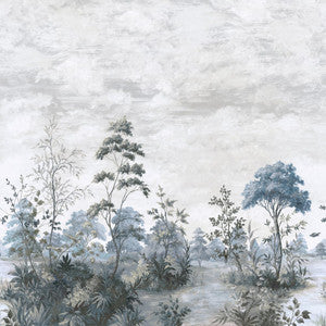 Cumbria Mural Spa Blue on Pearl ATM16152 by Thibaut Designer Wallpaper