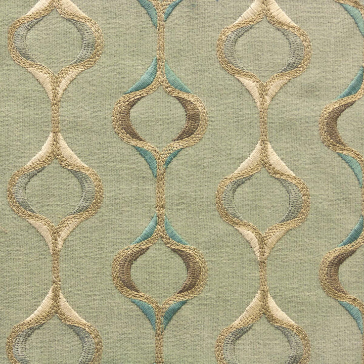 Aubree 4 Seacrest by Stout Designer Fabric Color My Window Seaglass/Glacier 60% Cotton 40% Polyester Polyester Embroidery INDIA FLAME RETARDANT-CA BULLETIN 117-SECTION E FLAME RETARDANT-U.F.A.C. CLASS 1 (OR A) WYZENBEEK 30 000 DOUBLE RUB WEAR TEST (HEAVY DUTY) Horizontal: 4.25 and Vertical: 3.125 51 in - Swanky Fabrics -