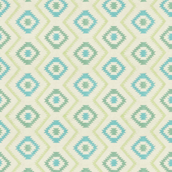 Auckland 3 Seaglass by Stout Designer Fabric Rainbow Library Spa/Teal 38% Spun Viscose 31% Polyester 31% Linen Viscose Embroidery CHINA CATB 117-2013 FLAME RETARDANT-U.F.A.C. CLASS 1 (OR A) Horizontal: 10.875 and Vertical: 11.875 54 in - Swanky Fabrics -
