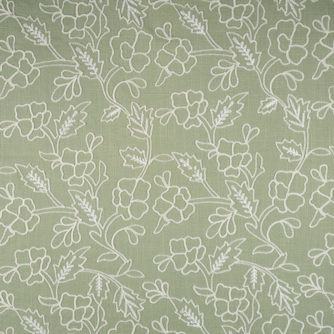Asbury # 605 Celadon by Maxwell Designer Fabric Color Theory-Vol. X Juniper 100% COTTON EMB.-100% POLYESTER INDIA V-9" H-7.7" W: 54" EMB: 52.8" - Swanky Fabrics -