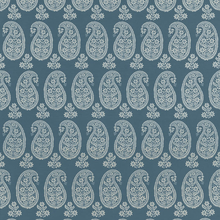 Campania Paisley Blue AW16110 by Thibaut Fabric Thibaut Fabric Campania Paisley Blue AW16110Fabric SOLEIL TEXTURES U.S.A </p><p>Repeat: H: 7 in (17.78 cm), V: 24.5 (62.23 cm) 54 in  (137.16 cm) - Fabric Carolina -
