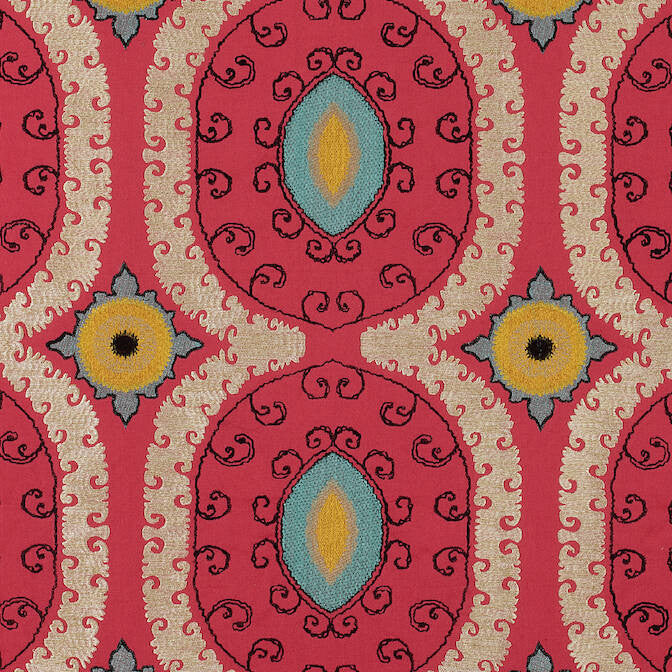 Castile Embroidery Red AW72973 by Anna French Fabric Anna French Fabric Castile Embroidery Red AW72973Fabric Manor 37%Vis,32%Cot,21%Lin,10%SpunPo INDIA </p><p>Repeat: V: 15 49.5 - Fabric Carolina -