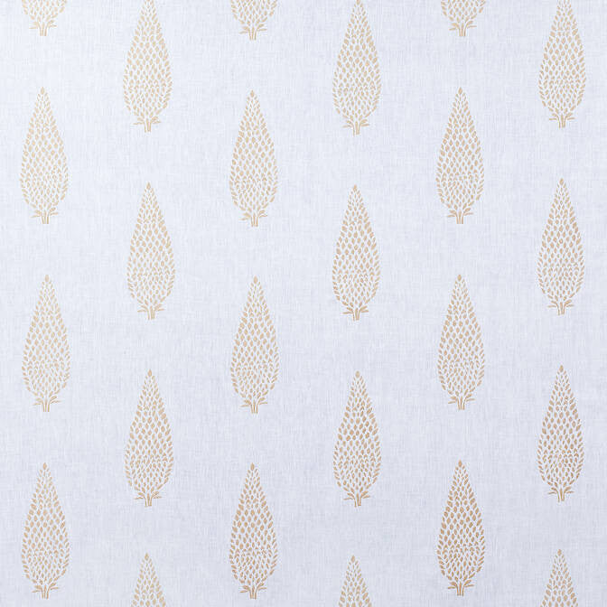 Manor Embroidery Gold on White AW73009 by Anna French Fabric Anna French Fabric Manor Embroidery Gold on White AW73009Fabric Meridian 100% Lin Ground, 100% Vis Emb INDIA </p><p>Repeat: V: 15 50 - Fabric Carolina -