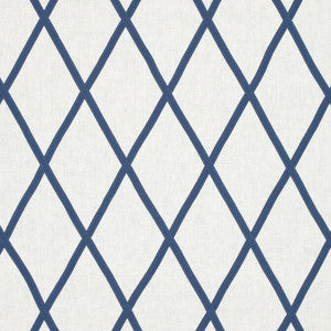 Tarascon Trellis Applique Navy on White AW78708 by Anna French Designer Fabric