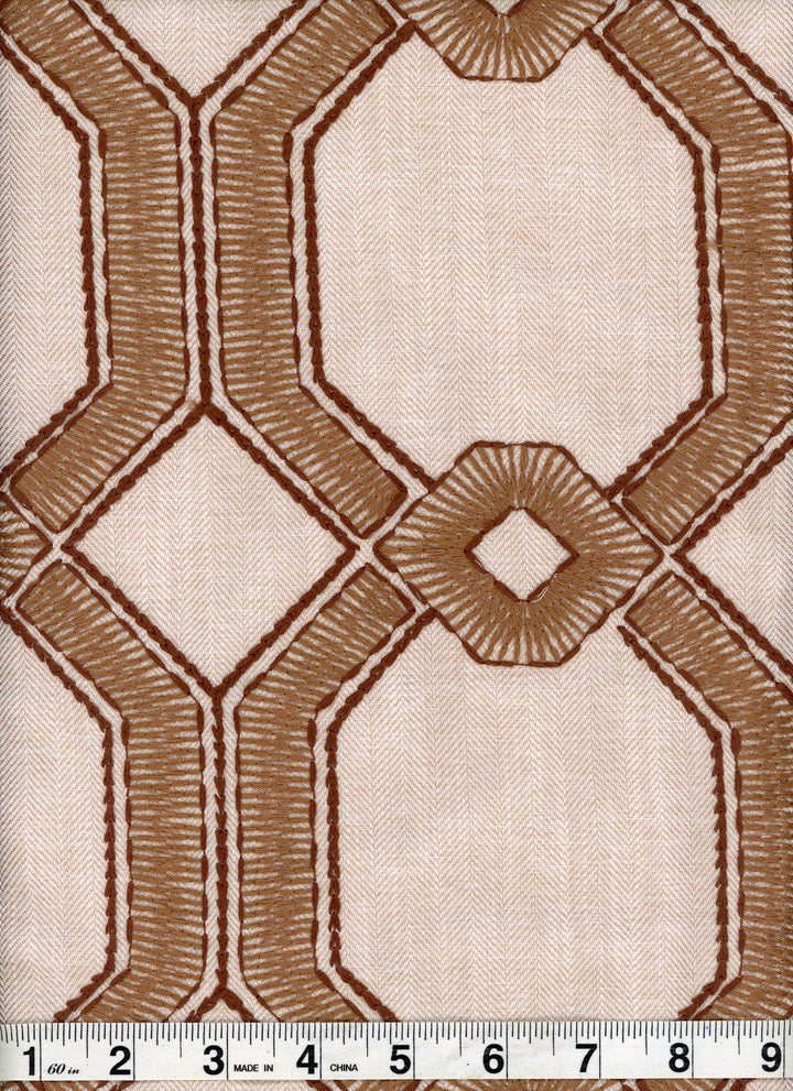 Avignon Toffee by Heritage Fabric - 100% Polyester - India - 15000 - V: 6.5"  H: 6.75" - 54" - Fabric Carolina -