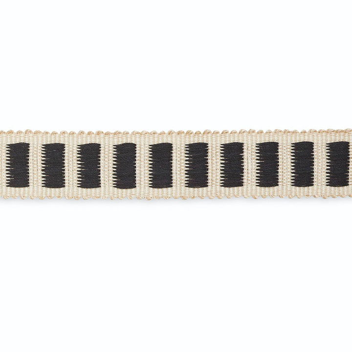 Aubrey Braid Ivory/Ebony B154-7 by Schumacher Designer Trim SCHUMACHER TRIM PROGRAM See Sample UNITED STATES OF AMERICA TO BE DETERMINED </p><p>Repeat: Horizontal: - and Vertical: - 1" WIDE (3CM) - Swanky Fabrics -