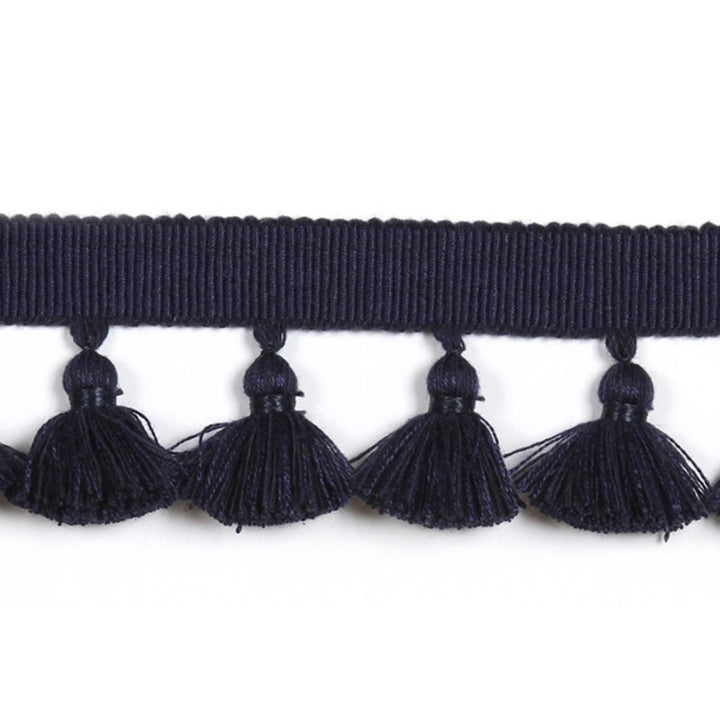 Hellenic Key Tassel Fringe Marine by Europatex Designer Fabric Hellenic 47% Fibranne, 44% Cotton, 9% Polyester 1.75 inches - Swanky Fabrics -