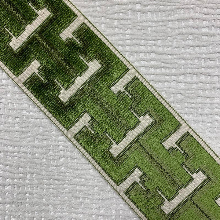 Banks Tape Lime by Magnolia Designer Trim - 31Poly/58Ray/11Lin China Horizontal: and Vertical: 3.5 - Swanky Fabrics -
