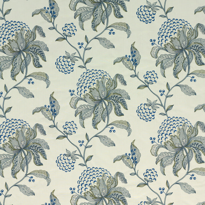 Silwood Indigo by G P & J Baker Designer Fabric LARKHILL COTTON - 76%;RAYON - 21%;ZARI - 3% India Horizontal: 25.61 and Vertical: 14.972 51.22 - Swanky Fabrics -
