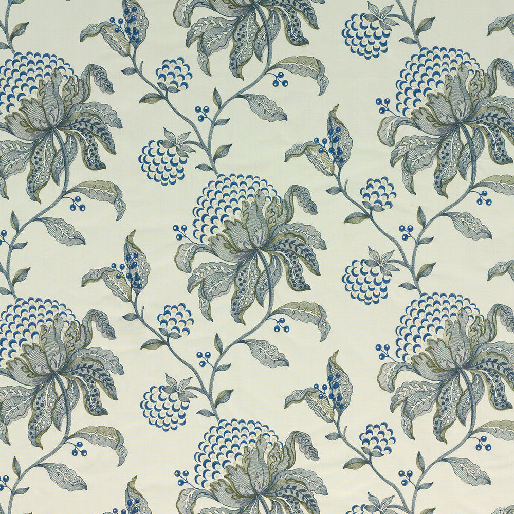 Silwood Indigo by G P & J Baker Designer Fabric LARKHILL COTTON - 76%;RAYON - 21%;ZARI - 3% India - Horizontal: 25.61 and Vertical: 14.972 51.22 - Swanky Fabrics -