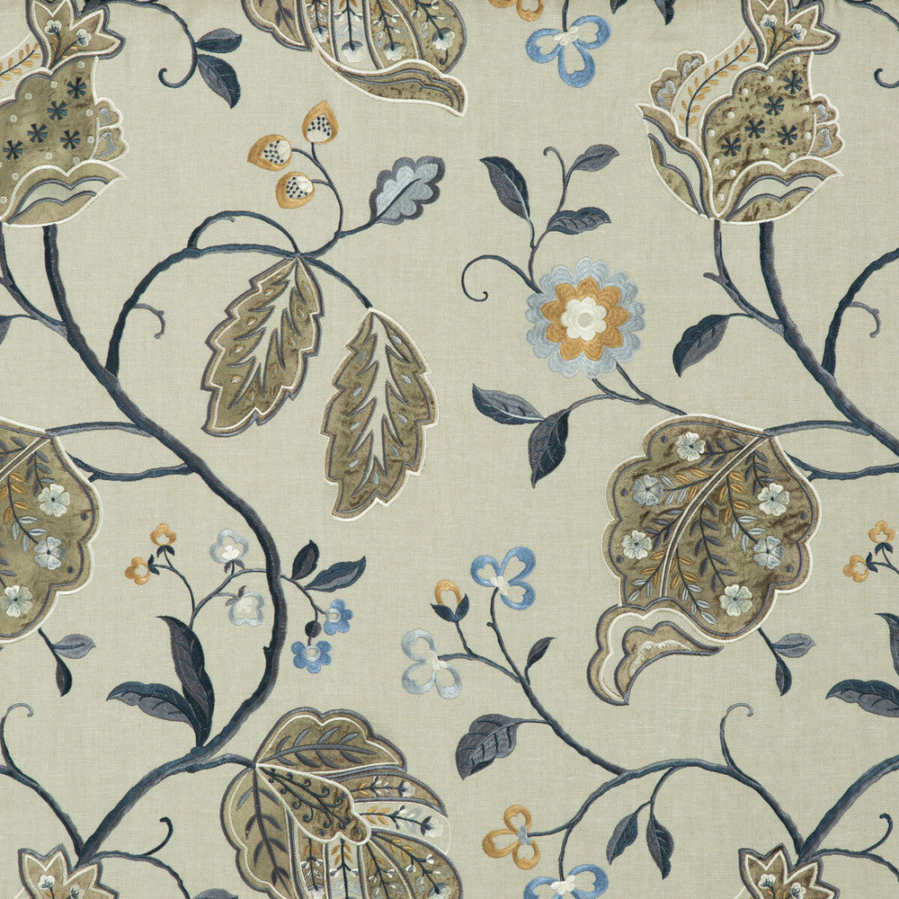 Calthorpe Indigo by G P & J Baker Designer Fabric LANGDALE LINEN - 65%;VISCOSE - 35% India Horizontal: 25.216 and Vertical: 29.944 50.432 - Swanky Fabrics -