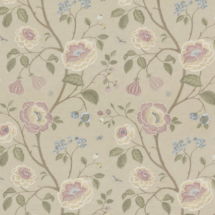 Lillington Blush by G P & J Baker Designer Fabric KESWICK EMBROIDERIES LINEN - 40%;COTTON - 30%;VISCOSE - 30% India Horizontal: 25.216 and Vertical: 29.944 50.432 - Swanky Fabrics -