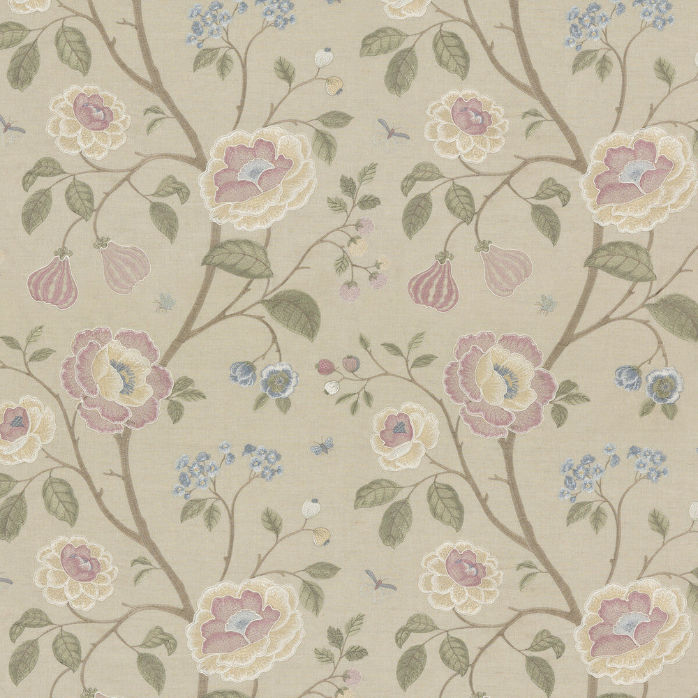 Lillington Blush by G P & J Baker Designer Fabric KESWICK EMBROIDERIES LINEN - 40%;COTTON - 30%;VISCOSE - 30% India - Horizontal: 25.216 and Vertical: 29.944 50.432 - Swanky Fabrics -