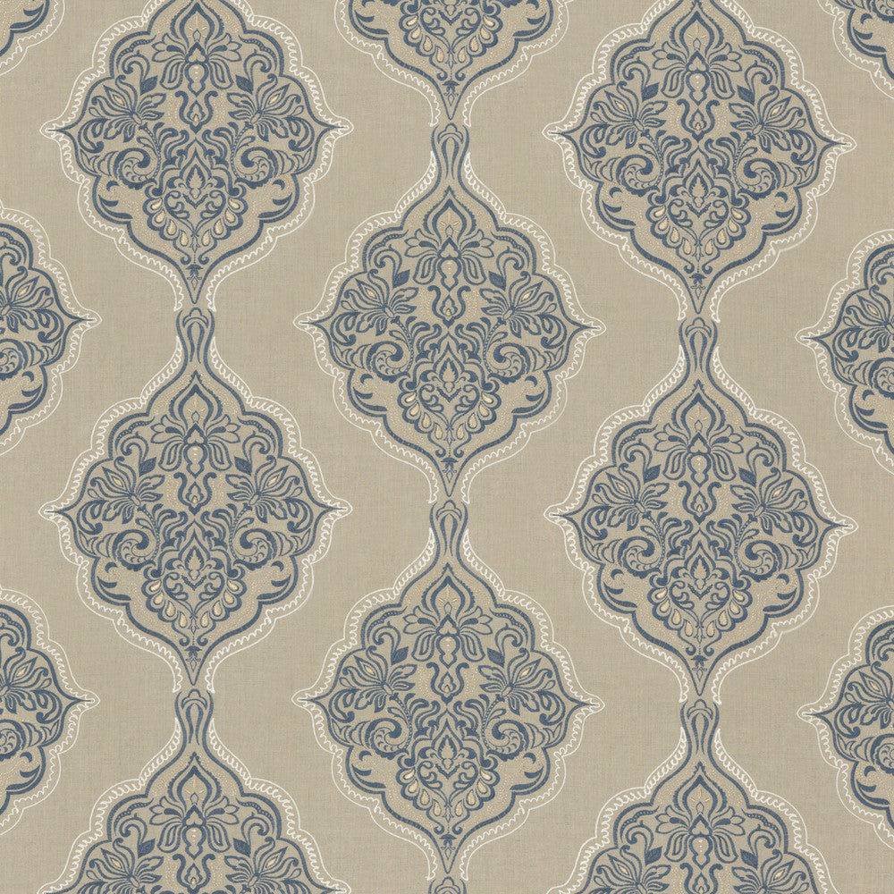 Montacute Indigo by G P & J Baker Designer Fabric KESWICK EMBROIDERIES LINEN - 74%;POLYESTER - 20%;RAYON - 6% India - Horizontal: 26.004 and Vertical: 19.7 52.008 - Swanky Fabrics -