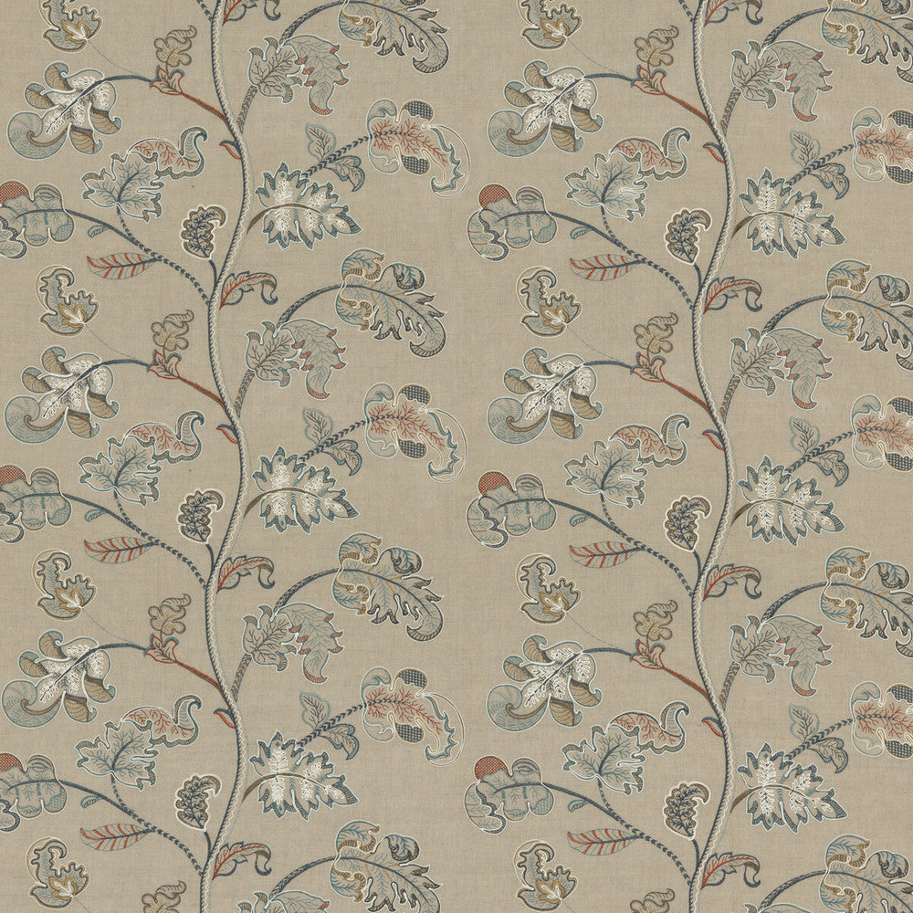 Alderwood Teal by G P & J Baker Designer Fabric KESWICK EMBROIDERIES LINEN - 65%;RAYON - 35% India Horizontal: 26.004 and Vertical: 15.76 52.008 - Swanky Fabrics -
