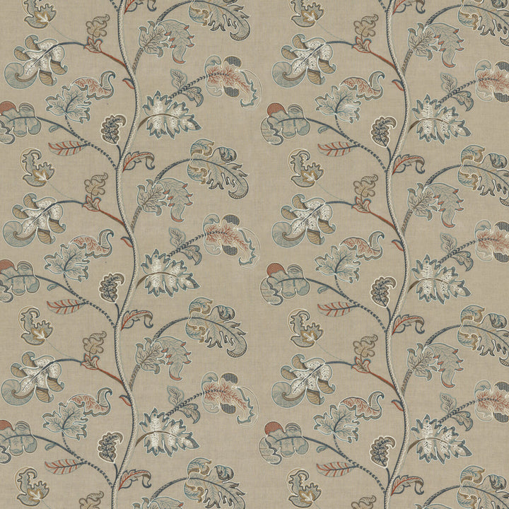 Alderwood Teal by G P & J Baker Designer Fabric KESWICK EMBROIDERIES LINEN - 65%;RAYON - 35% India Horizontal: 26.004 and Vertical: 15.76 52.008 - Swanky Fabrics -