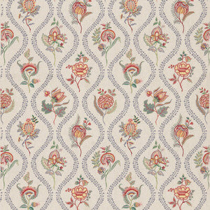 Burford Embroidery Blue/Red BF11025.1.0 By G P & J Baker Designer Fabric