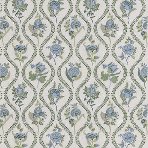 Burford Embroidery Blue/Emerald BF11025.2.0 By G P & J Baker Designer Fabric