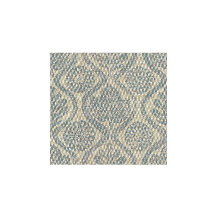 Oakleaves Blue/Oatmeal by Lee Jofa Designer Fabric BLITHFIELD LINEN - 100% United Kingdom - Horizontal: 33 and Vertical: 33 51 - Swanky Fabrics -