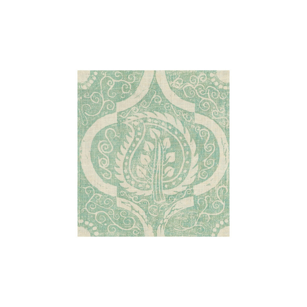 Persian Leaf Aqua by Lee Jofa Designer Fabric BLITHFIELD LINEN - 100% United Kingdom Horizontal: 21 and Vertical: 23 53.5 - Swanky Fabrics -