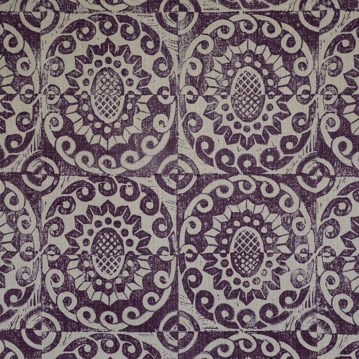 Pineapple On Rustic Aubergine by Lee Jofa Designer Fabric BLITHFIELD LINEN - 100% United Kingdom Horizontal: 17.73 and Vertical: 31 53 - Swanky Fabrics -