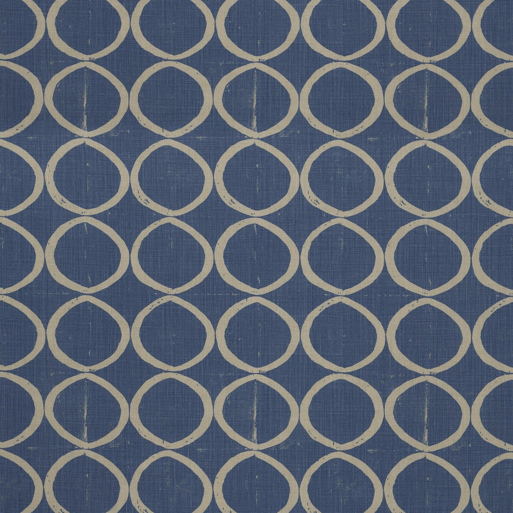 Circles Azure by Lee Jofa Designer Fabric BLITHFIELD LINEN - 100% United Kingdom HEAVY Horizontal: 13.4 and Vertical: 25.2 53.5 - Swanky Fabrics -