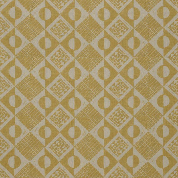 Circles And Squares Ochre by Lee Jofa Designer Fabric BLITHFIELD LINEN - 100% United Kingdom HEAVY Horizontal: 13.4 and Vertical: 27.2 53.5 - Swanky Fabrics -