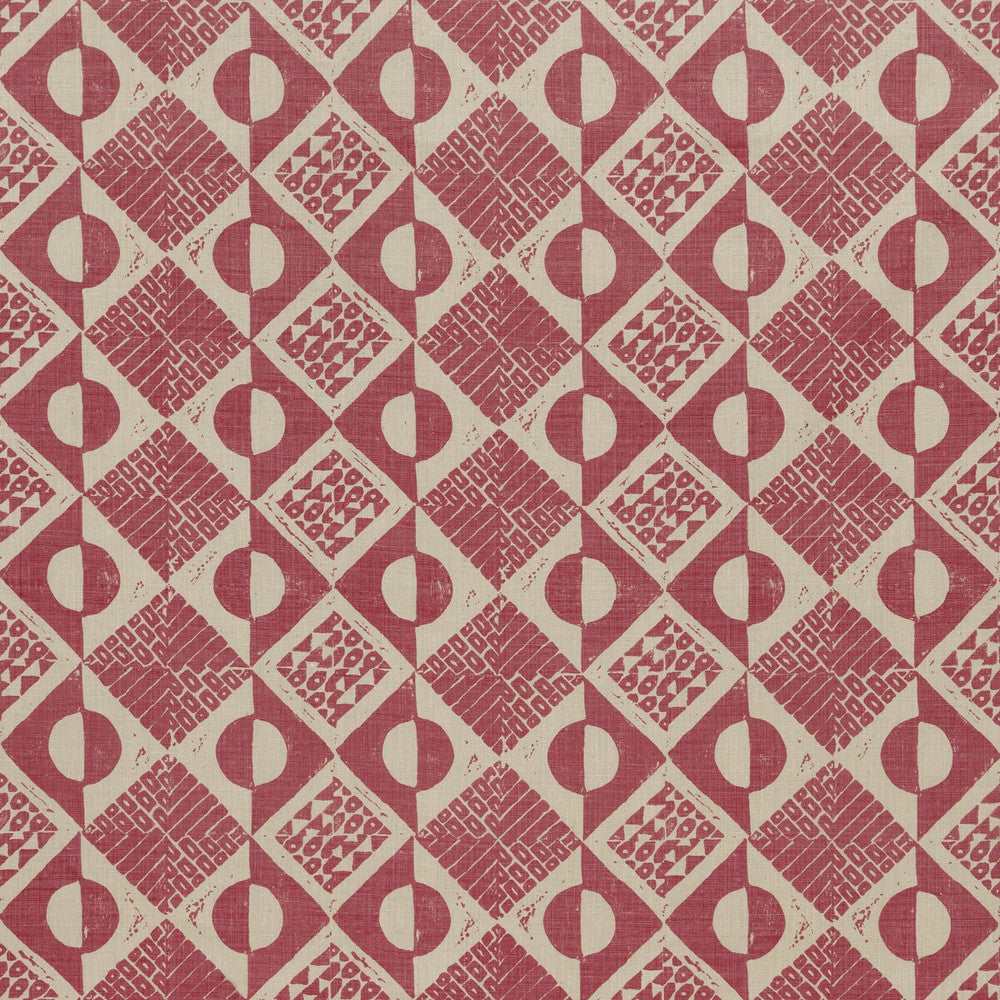 Circles And Squares Berry by Lee Jofa Designer Fabric BLITHFIELD LINEN - 100% United Kingdom HEAVY Horizontal: 13.4 and Vertical: 27.2 53.5 - Swanky Fabrics -