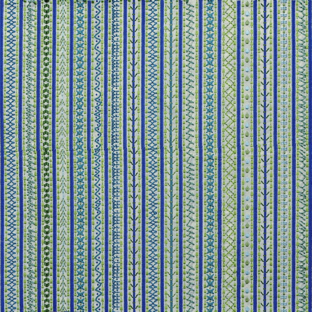 Capri Blue/Green by Lee Jofa Designer Fabric BLITHFIELD COTTON - 100% India Horizontal: 24.6 and Vertical: 1.4 52 - Swanky Fabrics -