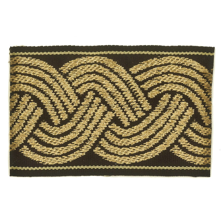 Blenheim 2 Black/Tan by Stout Designer Trim Insights Trim 56% Polyester 44% Spun Viscose CHINA Horizontal: 2.875 and Vertical: 0 2.63 in - Swanky Fabrics -