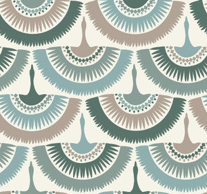 Feather & Fringe Green Wallpaper by Antonina Vella Designer