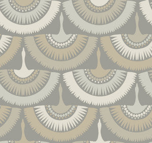 Feather & Fringe Grey Wallpaper by Antonina Vella Designer