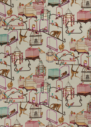 Menagerie Velvet Aqua by G P & J Baker Designer Fabric COSMOPOLITAN COTTON - 88%;POLYESTER - 12% Austria HEAVY Horizontal: 53.978 and Vertical: 39.4 53.978 - Swanky Fabrics -