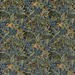 Trumpet Flowers Velvet Dark Indigo/Teal by G P & J Baker Designer Fabric