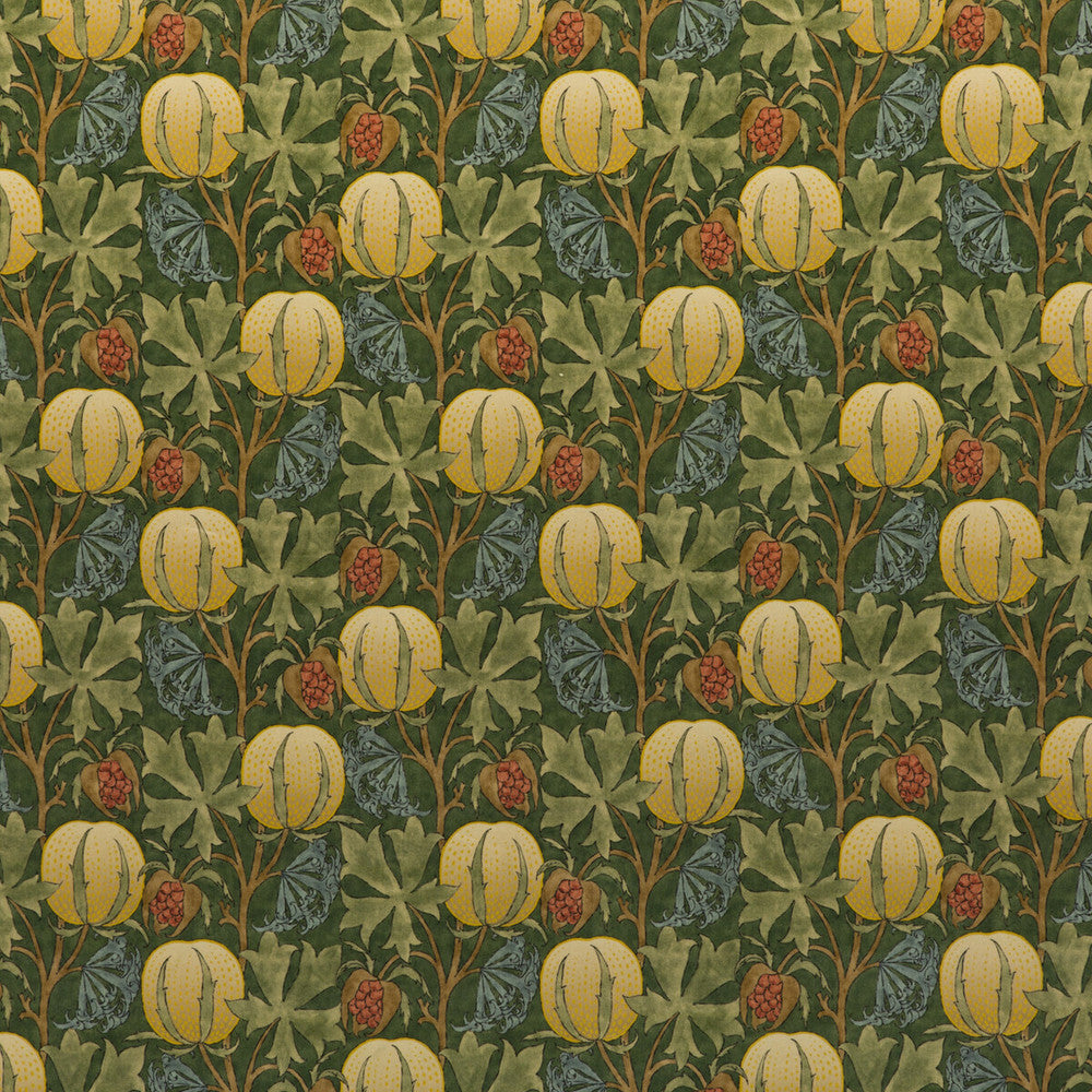 Pumpkins Velvet Green/Terracotta by G P & J Baker Designer Fabric ORIGINALS V COTTON - 100% United Kingdom HEAVY Horizontal: 14.184 and Vertical: 13.396 53.978 - Swanky Fabrics -
