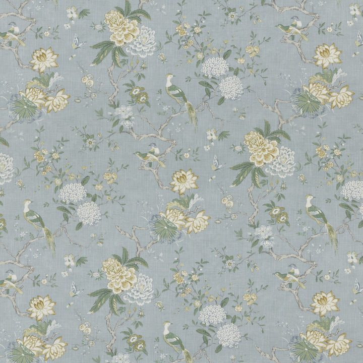 Oriental Bird Signature Soft Blue by G P & J Baker Designer Fabric SIGNATURE PRINTS VISCOSE - 85%;LINEN - 15% United Kingdom HEAVY Horizontal: 18.124 and Vertical: 31.126 53.978 - Swanky Fabrics -