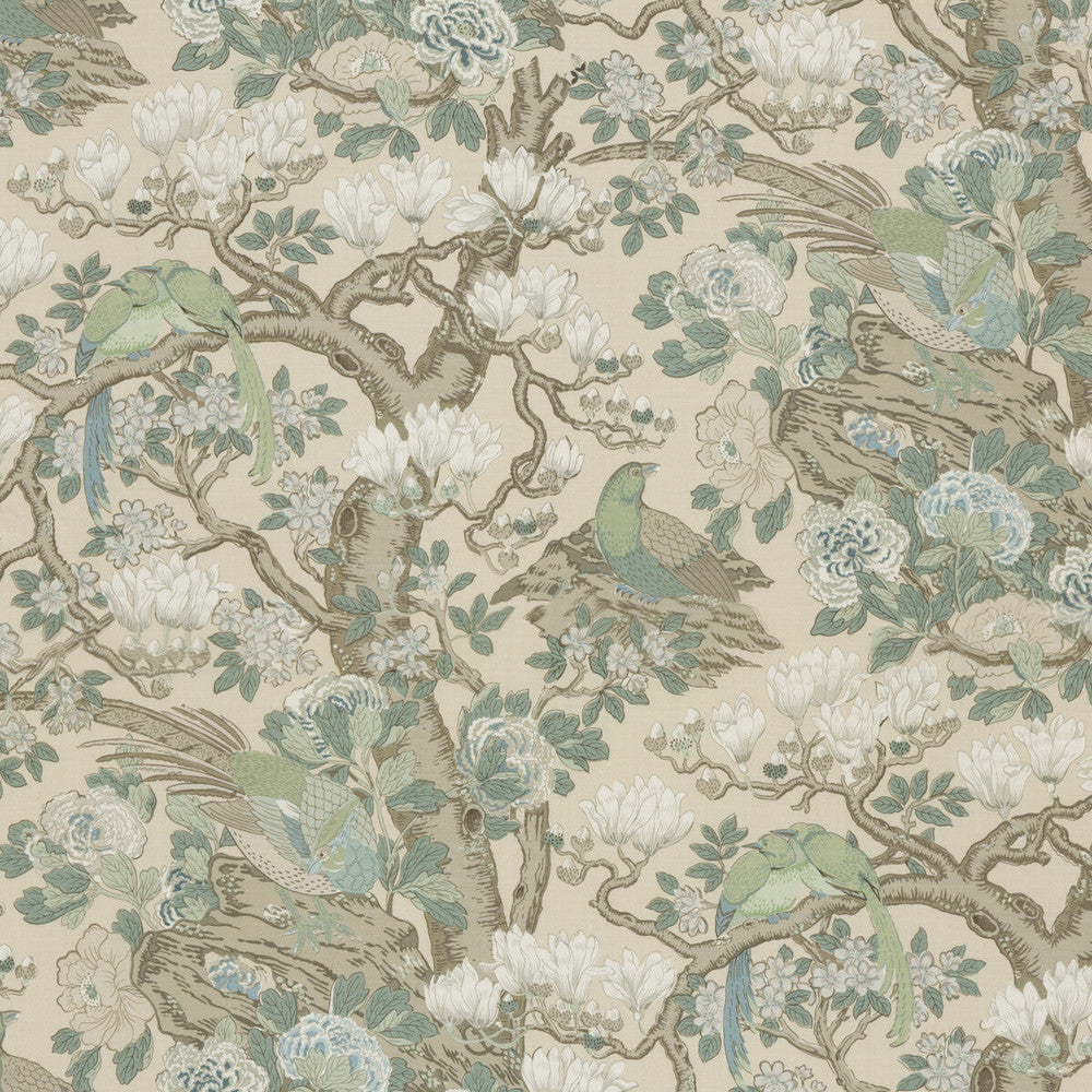 Rockbird Signature Soft Blue by G P & J Baker Designer Fabric SIGNATURE PRINTS LINEN - 100% Thailand MEDIUM Horizontal: 48.068 and Vertical: 40.976 48.068 - Swanky Fabrics -