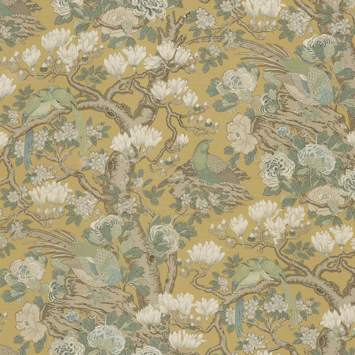 Rockbird Signature Ochre by G P & J Baker Designer Fabric SIGNATURE PRINTS LINEN - 100% Thailand MEDIUM Horizontal: 48.068 and Vertical: 40.976 48.068 - Swanky Fabrics -