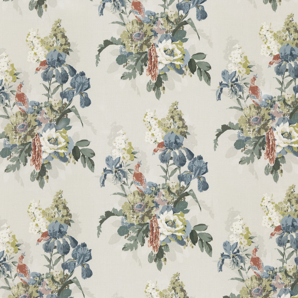 Bird & Iris Indigo by G P & J Baker Designer Fabric SIGNATURE PRINTS LINEN - 100% Thailand MEDIUM Horizontal: 17.336 and Vertical: 25.61 52.796 - Swanky Fabrics -
